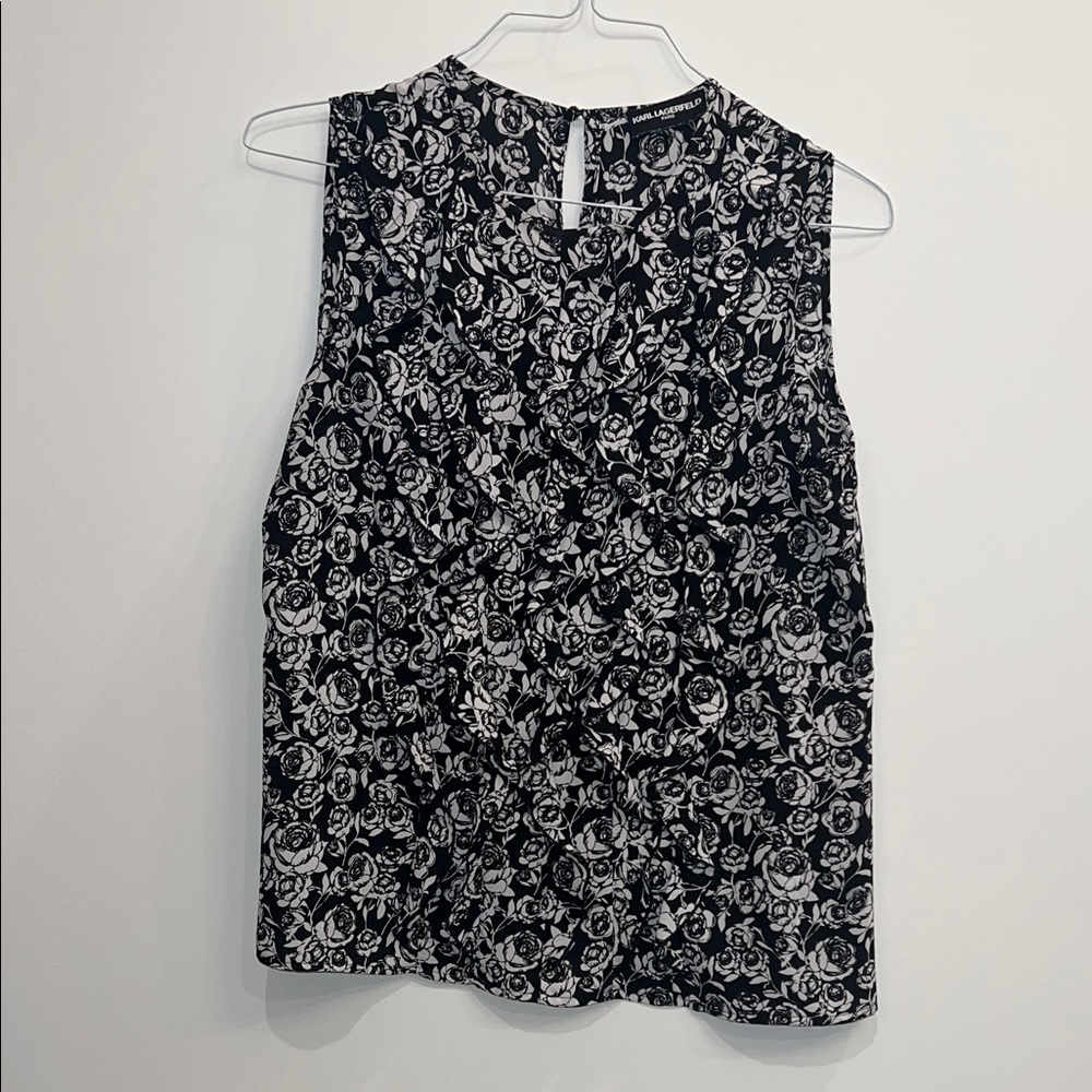 Karl Lagerfeld Black and White Floral Blouse
